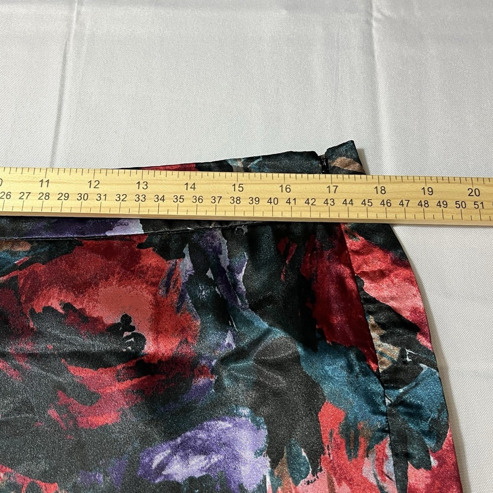 Jaclyn Black Red FLORAL Skirt 14 Marilyn Monroe Sexy Secretary Kick Pleat Artsy - Picture 15 of 16